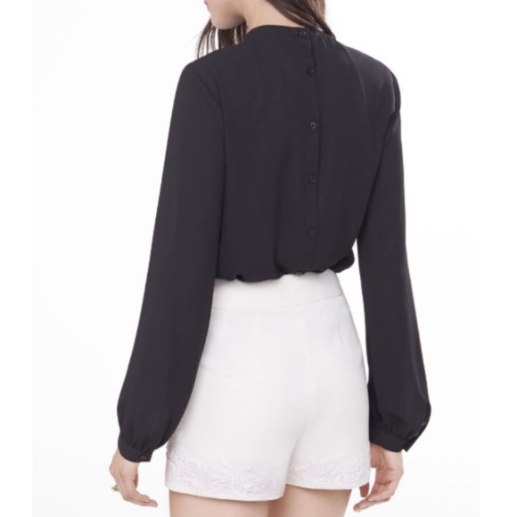 Express Red Long Sleeve Sheer Blouse - Picture 3 of 8